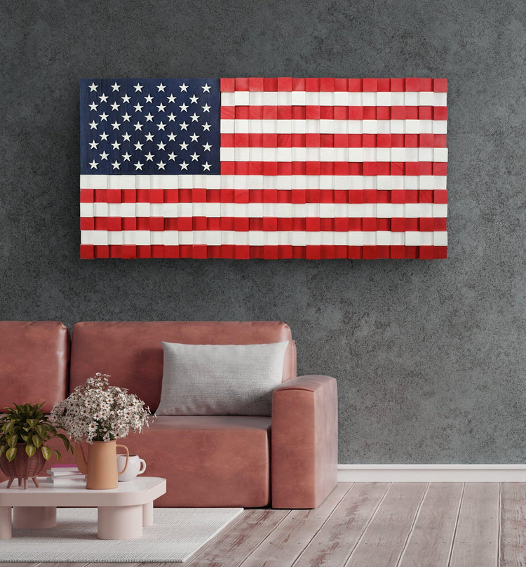 US Flag | Premium Wood Handmade Wall Sculpture - Limited Edition - ArtDesigna Glass Printing Wall Art