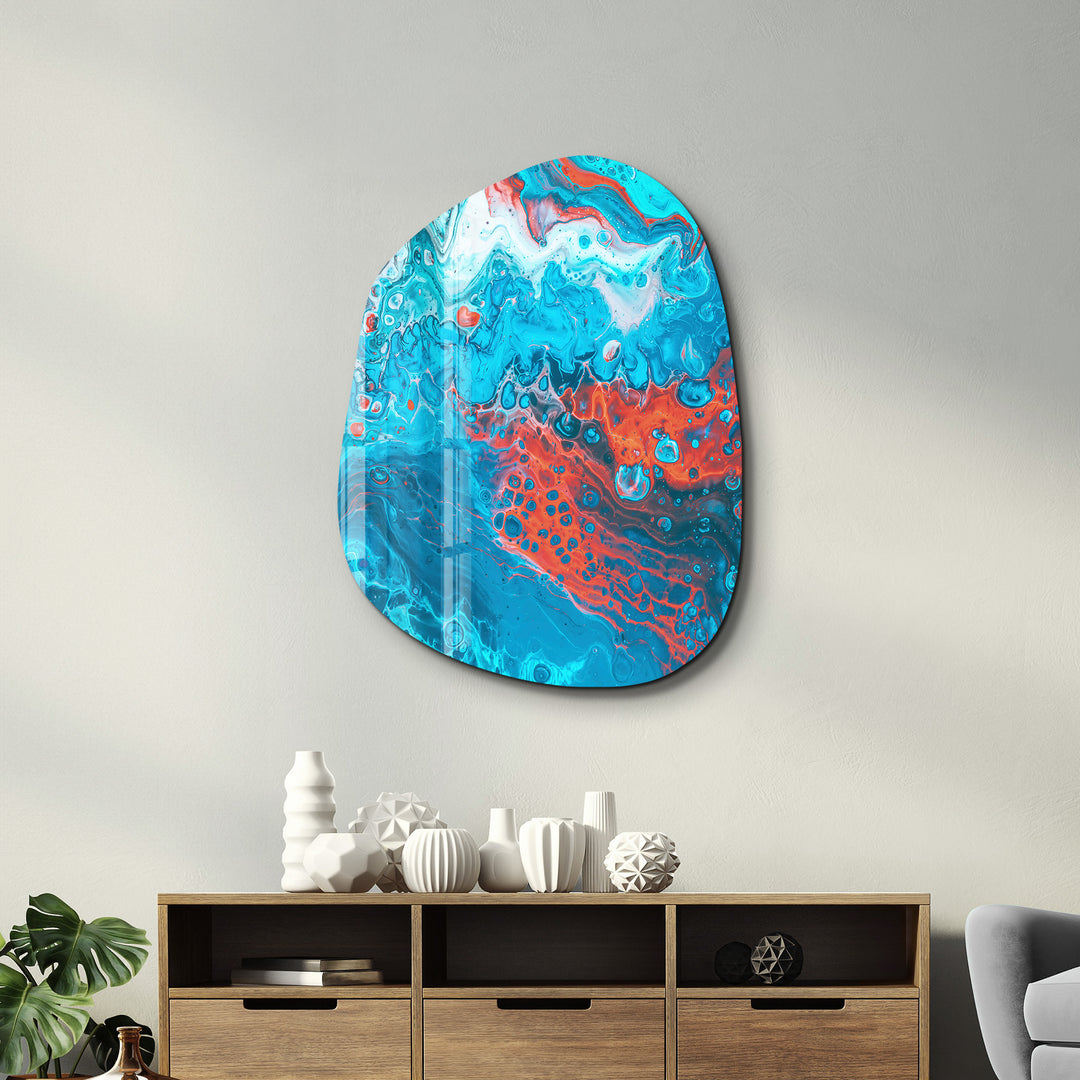 ・"Lava in the Ocean"・Amorphous Collection Glass Wall Art