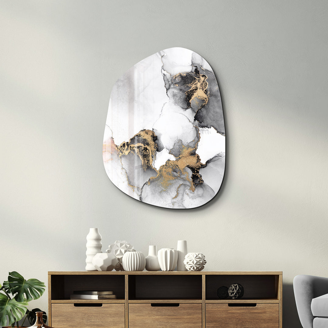 ・"Marble with Golden Dust"・Amorphous Collection Glass Wall Art