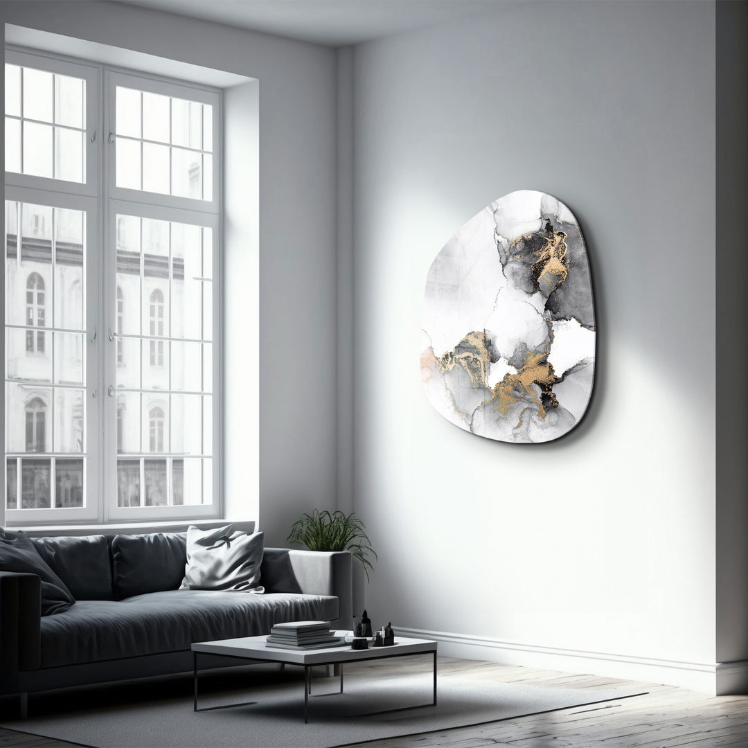 ・"Marble with Golden Dust"・Amorphous Collection Glass Wall Art