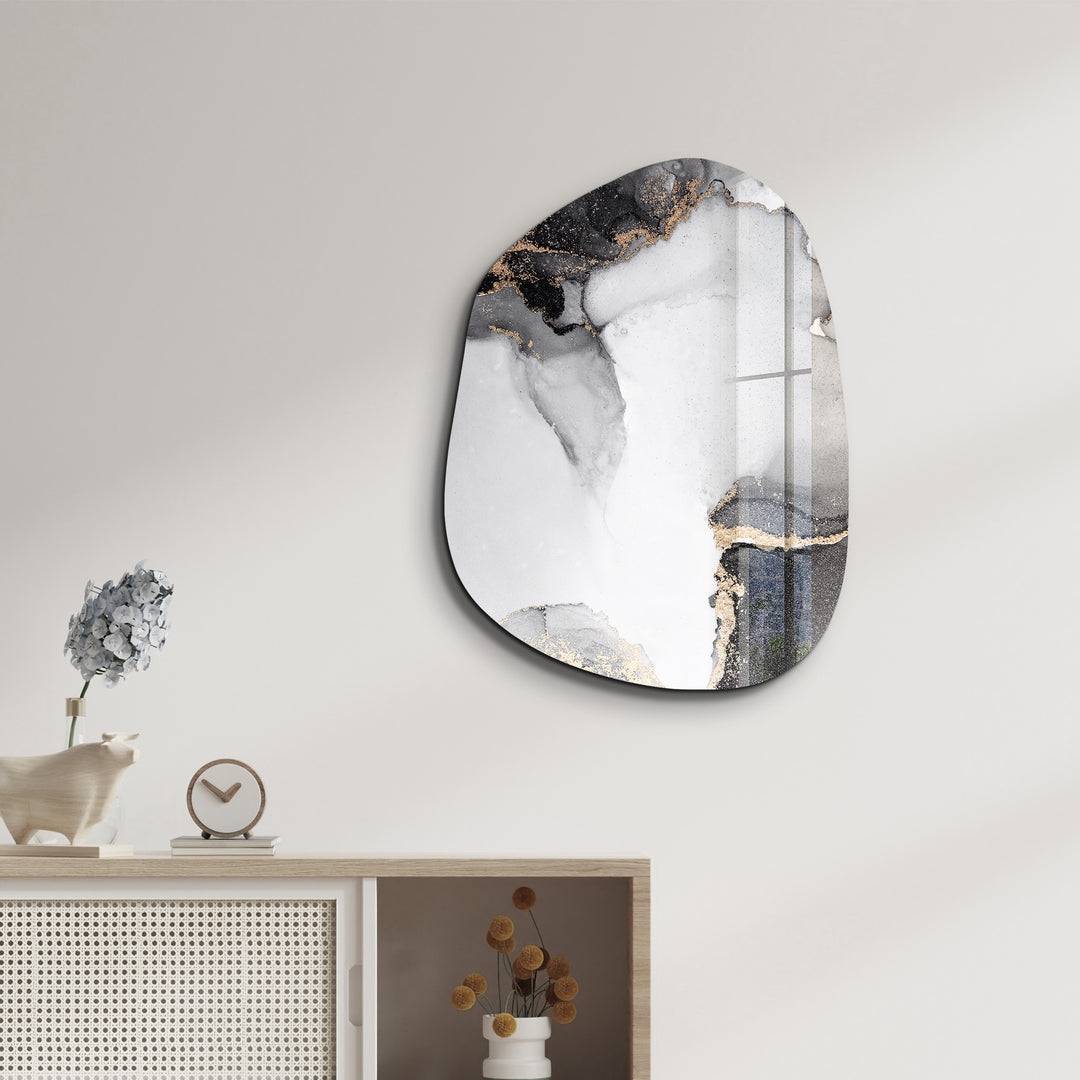・"Off White Marble"・Amorphous Collection Glass Wall Art