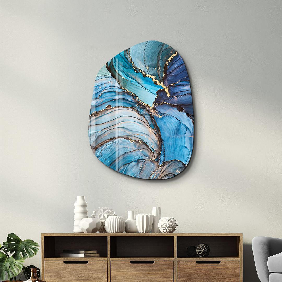 ・"Blue Marble"・Amorphous Collection Glass Wall Art