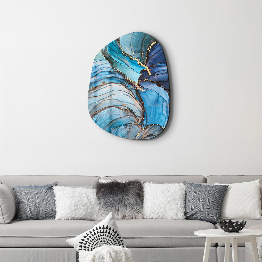 ・"Blue Marble"・Amorphous Collection Glass Wall Art