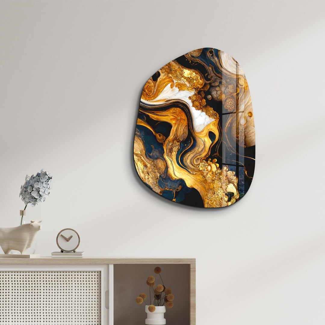 ・"Golden Roots"・Amorphous Collection Glass Wall Art