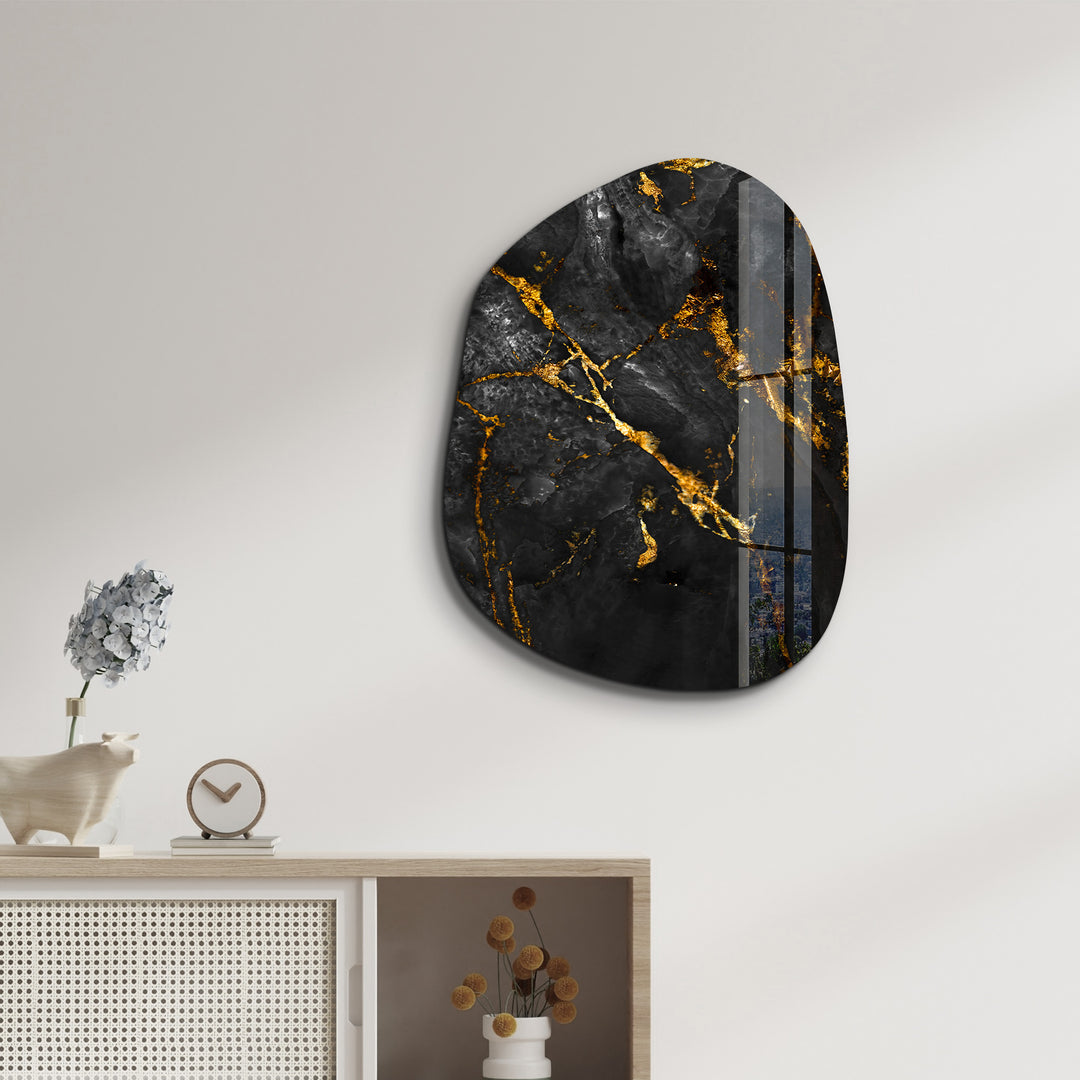 ・"Black Marble"・Amorphous Collection Glass Wall Art