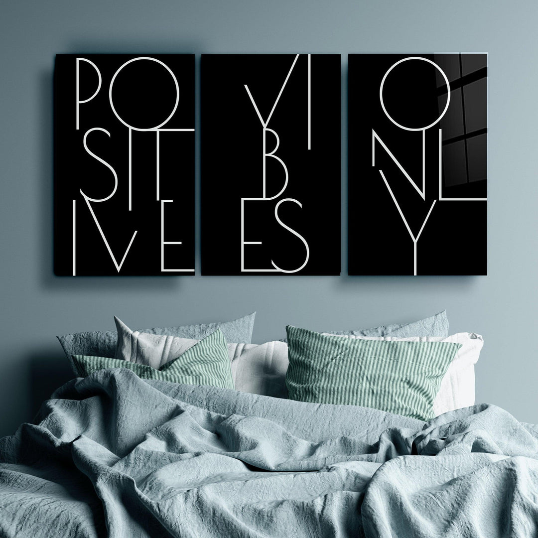・"Positive Vibes Only - Trio"・Glass Wall Art - ArtDesigna Glass Printing Wall Art