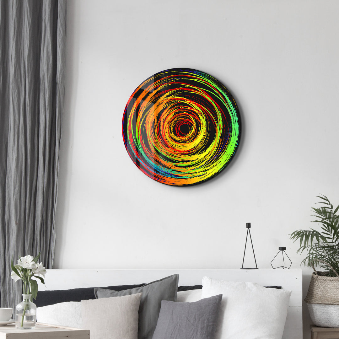 ・"Color Swirl"・Rounded Glass Wall Art