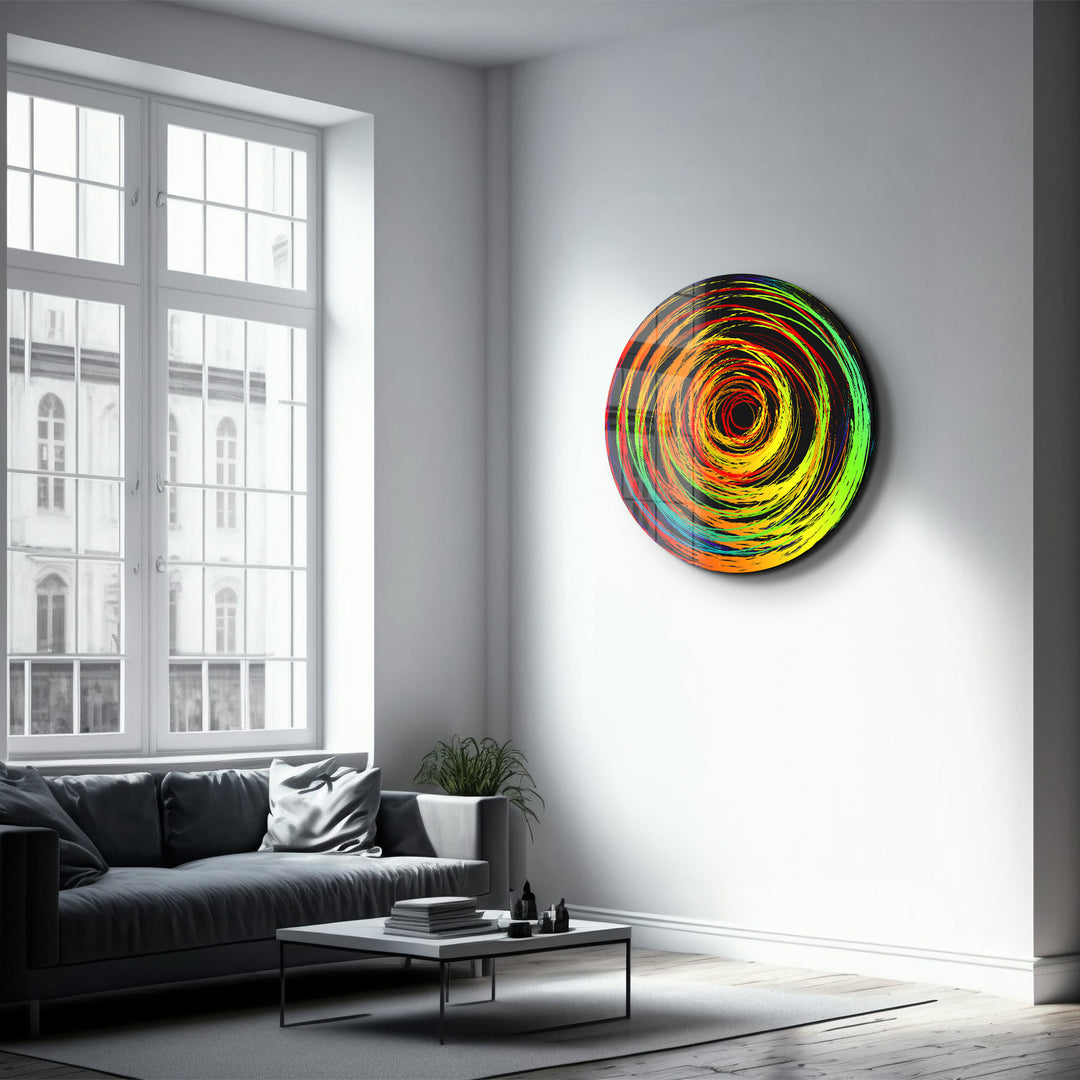 ・"Color Swirl"・Rounded Glass Wall Art