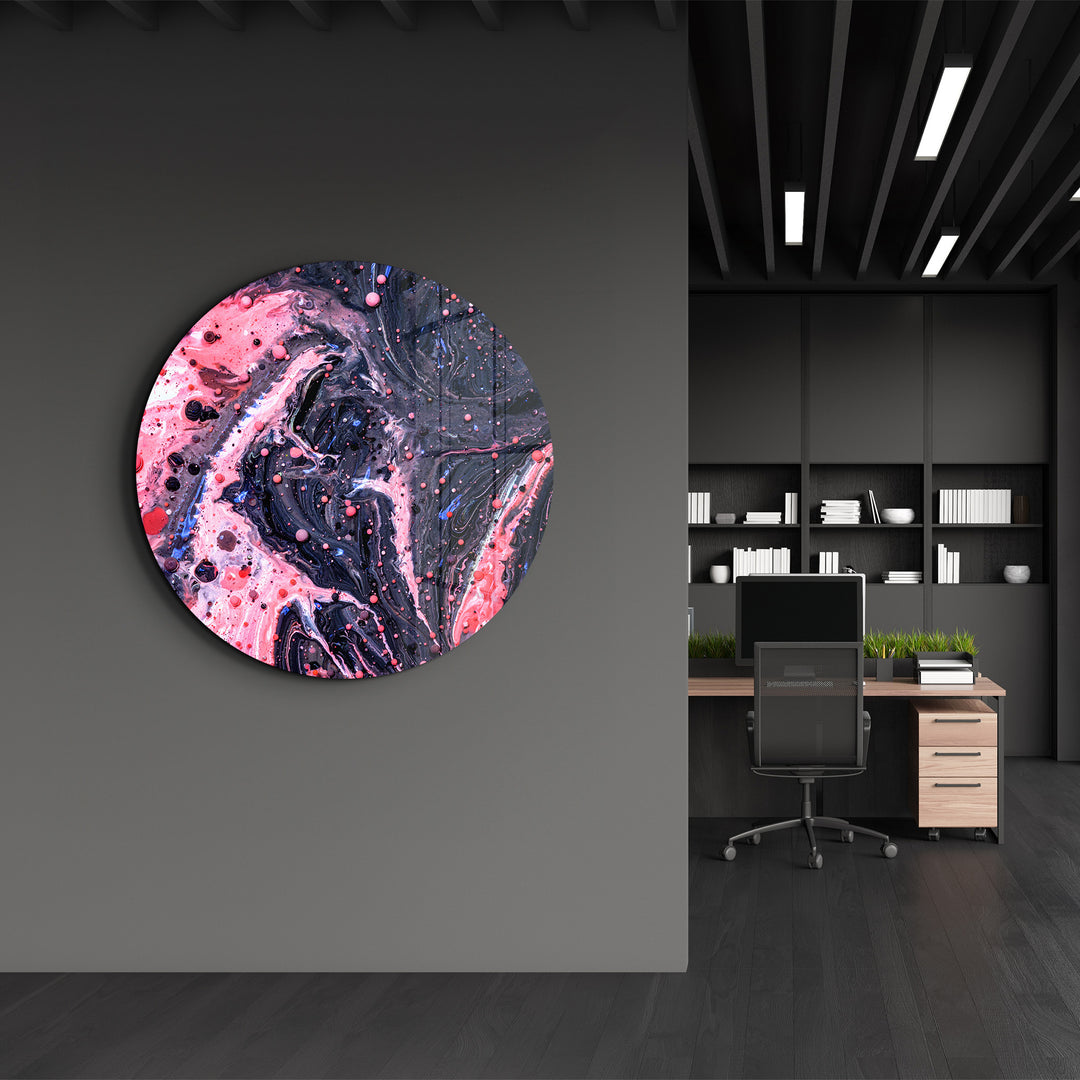 ・"Pink Marble Galaxy"・Rounded Glass Wall Art