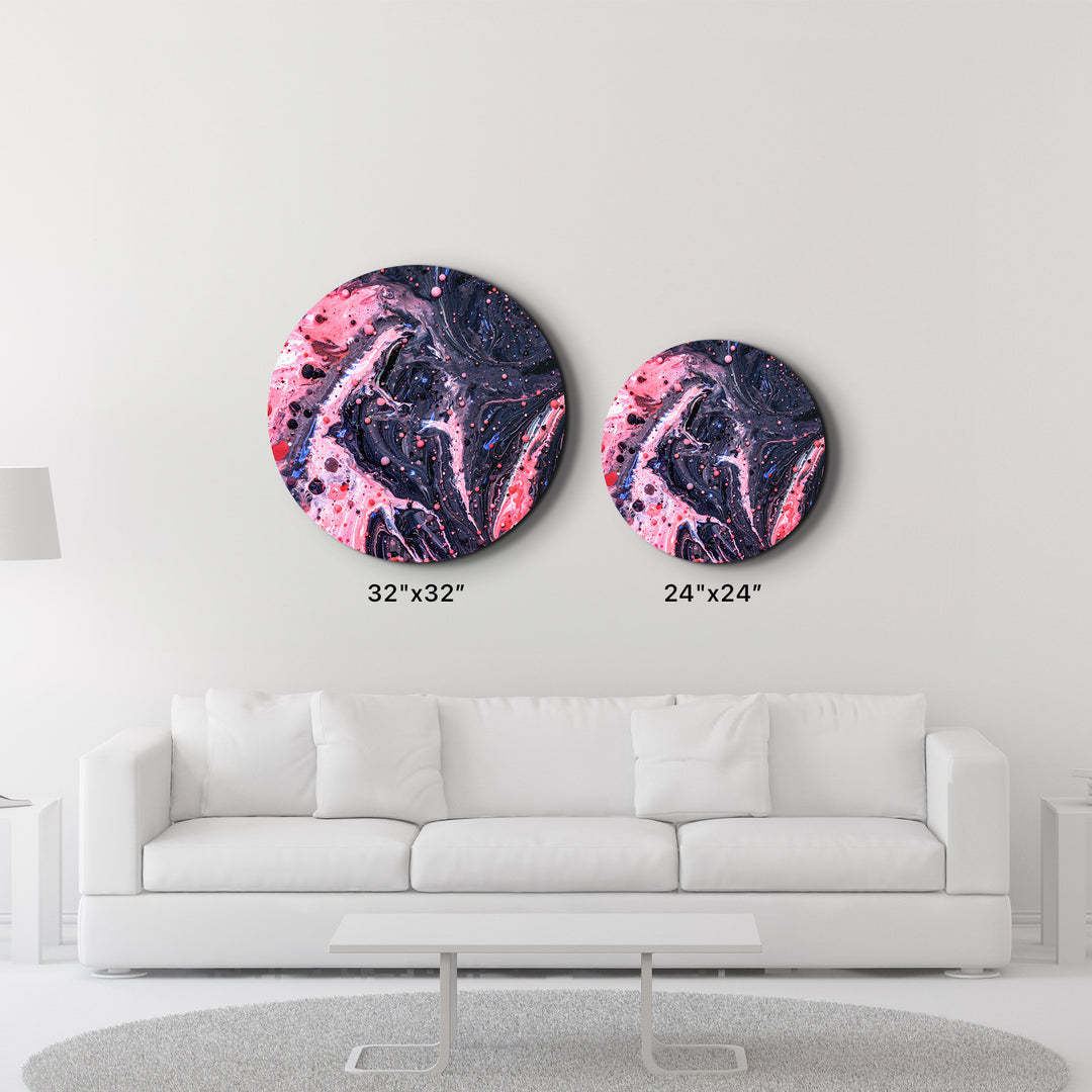 ・"Pink Marble Galaxy"・Rounded Glass Wall Art