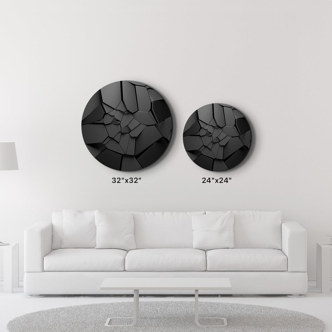 ・"Black Broken Wall"・Rounded Glass Wall Art