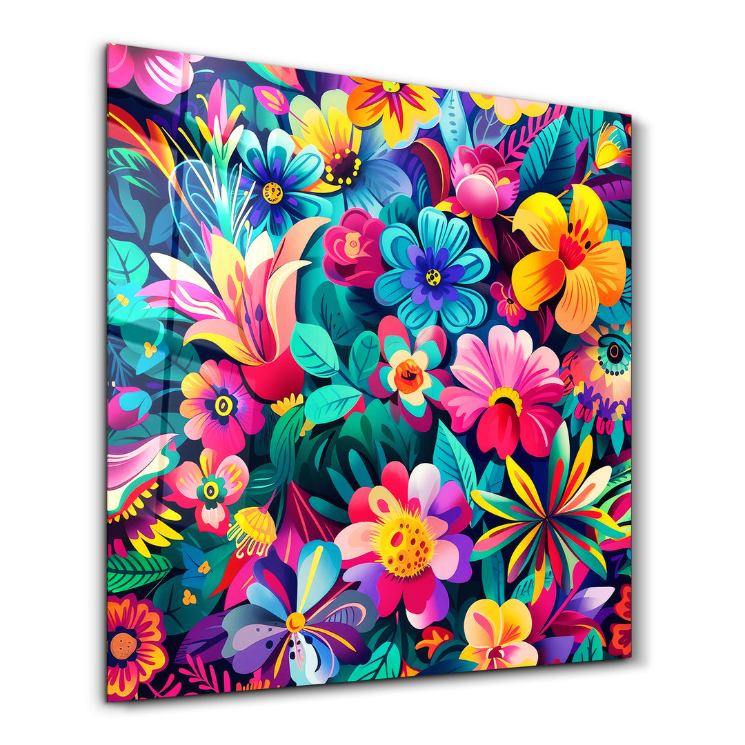 Flower Painting - Glass Wall Art