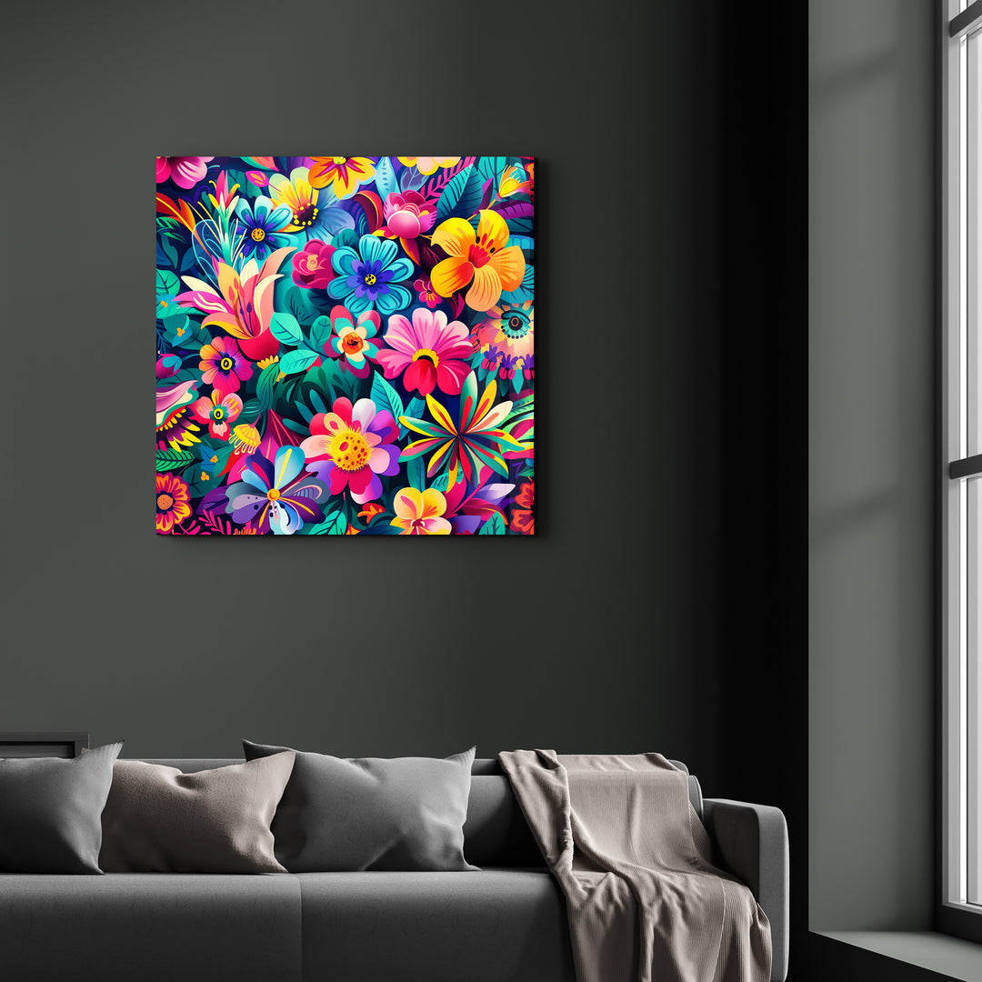 Flower Painting - Glass Wall Art