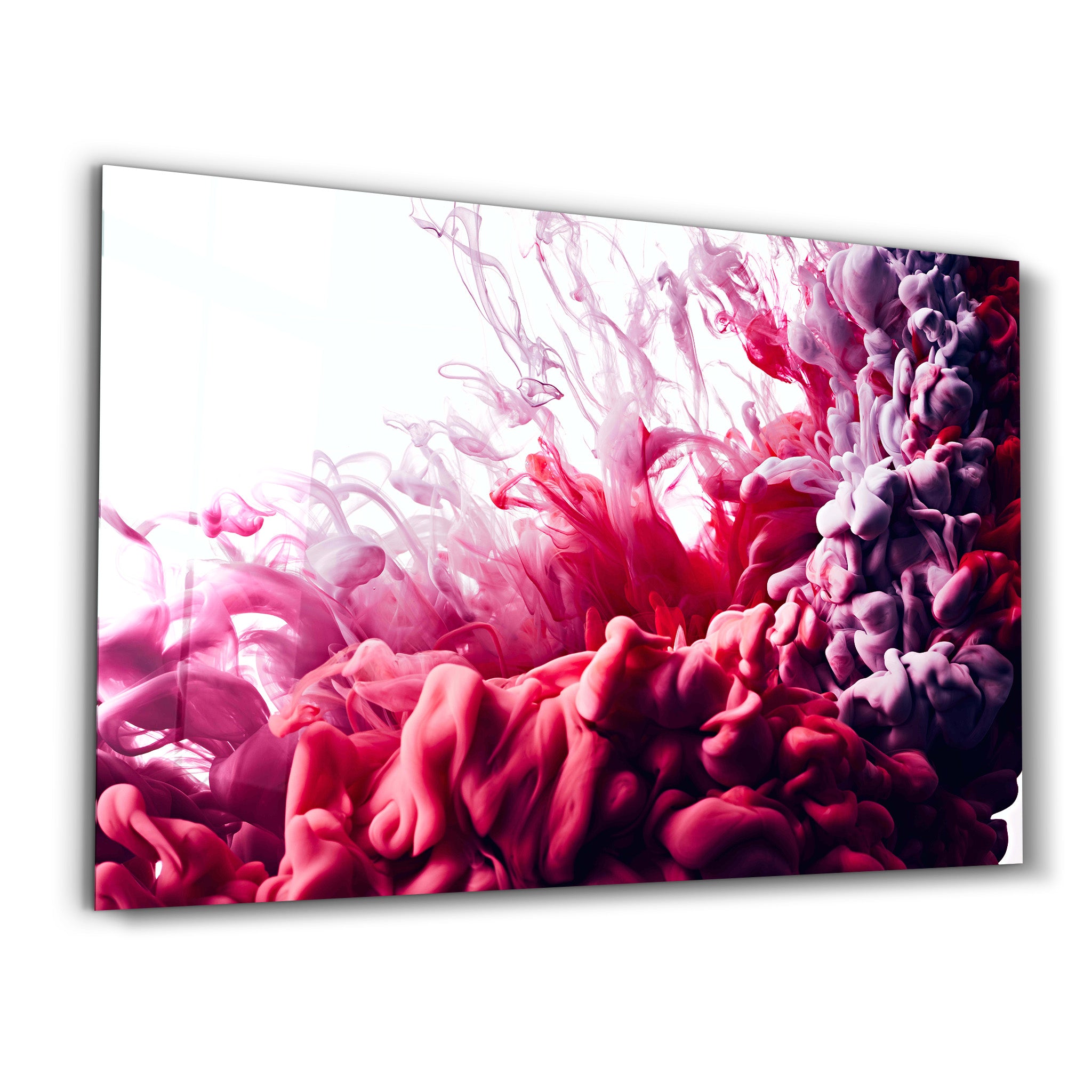 ・"Smokes - Red to Pink"・Glass Wall Art - ArtDesigna Glass Printing Wall Art