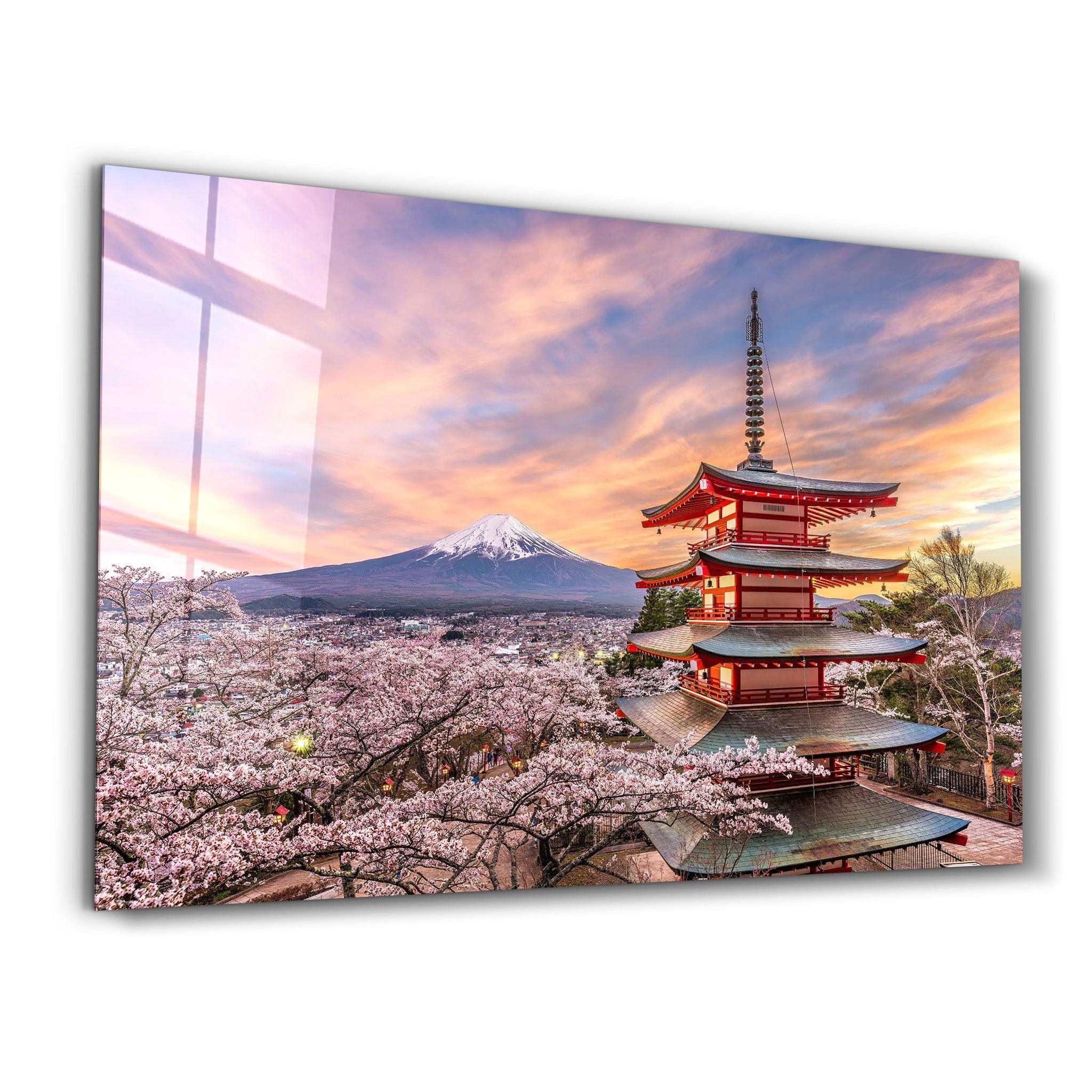 Fujiyoshida, Japan at Chureito Pagoda and Mt. Fuji in the spring