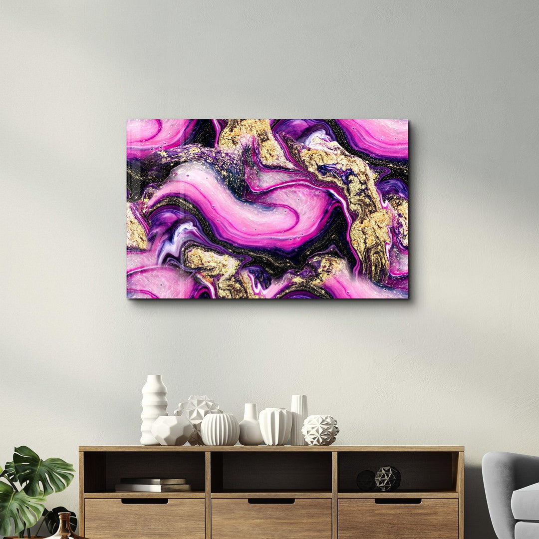 ・"Marble Collection H14 - PinkPurple"・Glass Wall Art - ArtDesigna Glass Printing Wall Art
