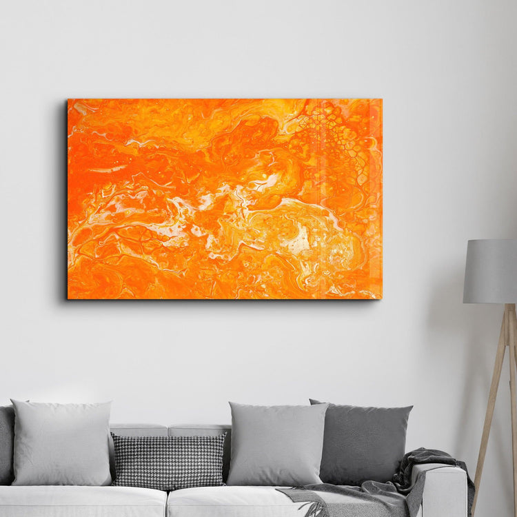 Marble Collection H18 - Orange Juice | Glass Wall Art - ArtDesigna Glass Printing Wall Art