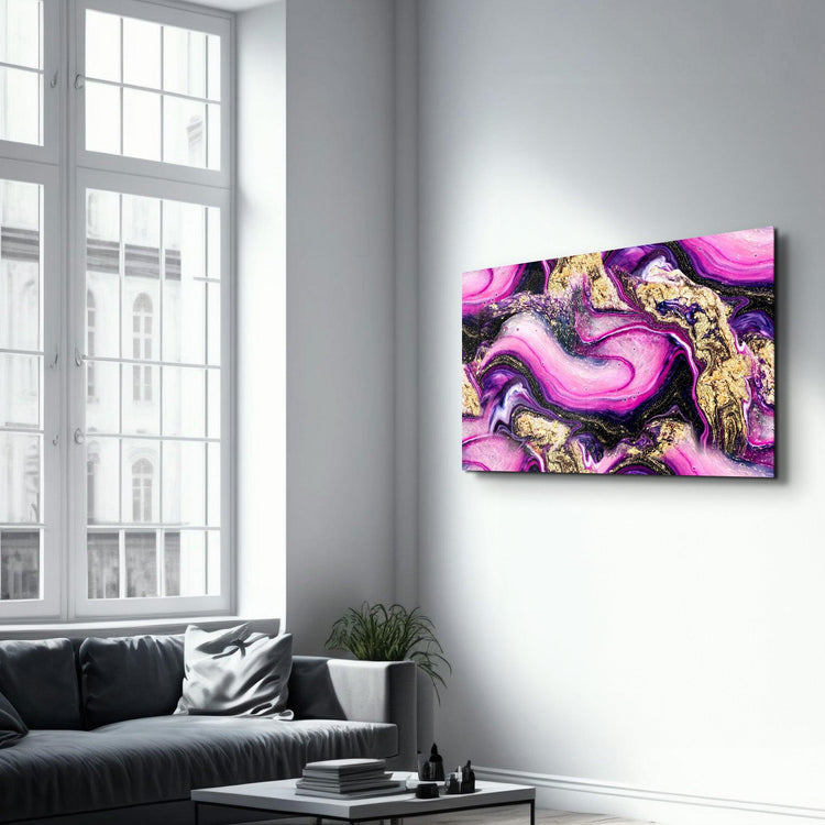 ・"Marble Collection H14 - PinkPurple"・Glass Wall Art - ArtDesigna Glass Printing Wall Art