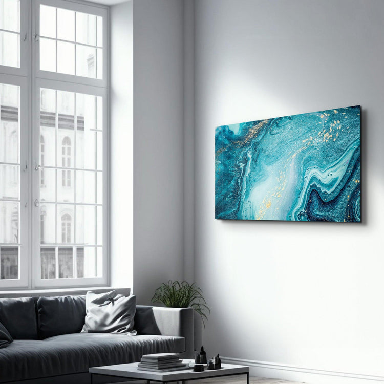 ・"Marble Collection H15 - Ocean"・Glass Wall Art - ArtDesigna Glass Printing Wall Art