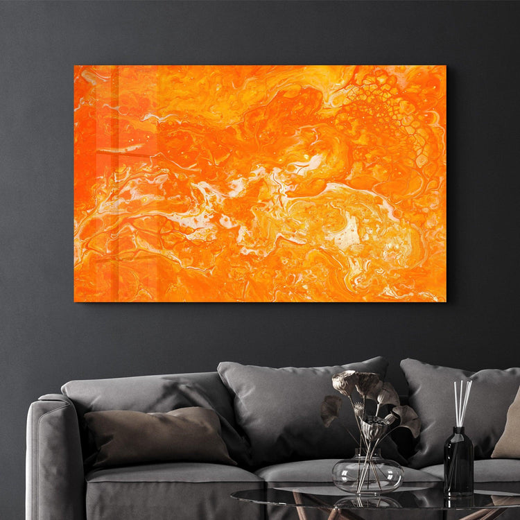 Marble Collection H18 - Orange Juice | Glass Wall Art - ArtDesigna Glass Printing Wall Art