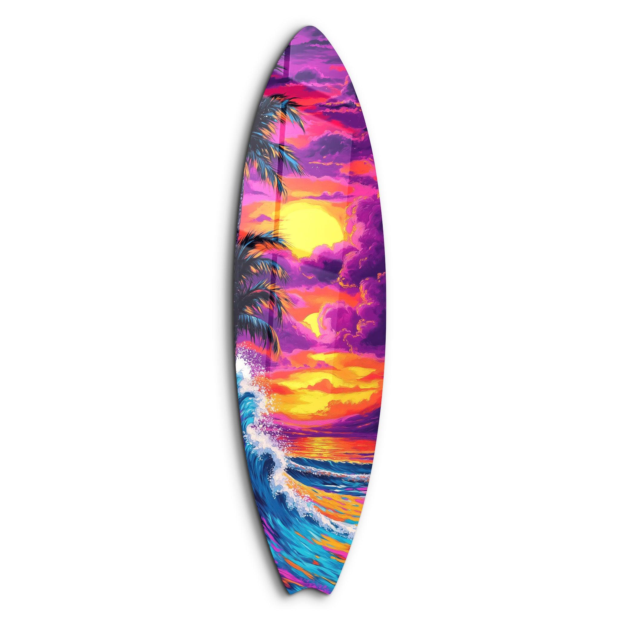Tropical Twilight Painting | Surfboard Glass Wall Art – Artdesigna