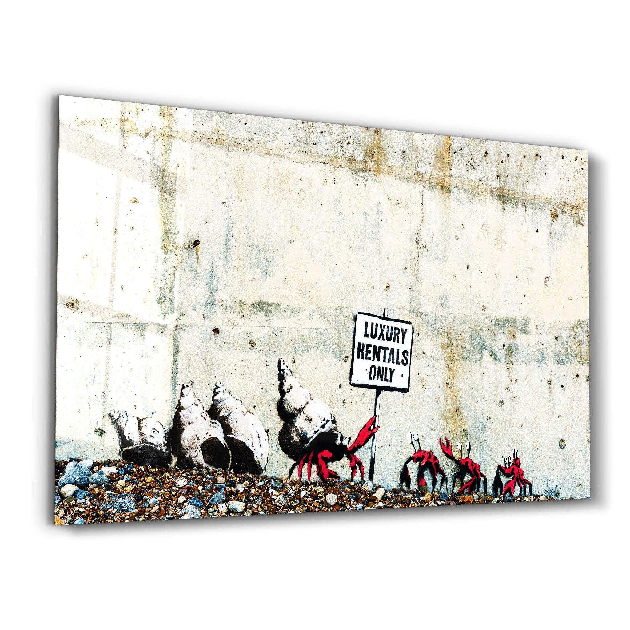 Banksy Luxury Rentals Only Glass Wall Art | ArtDesigna – Artdesigna