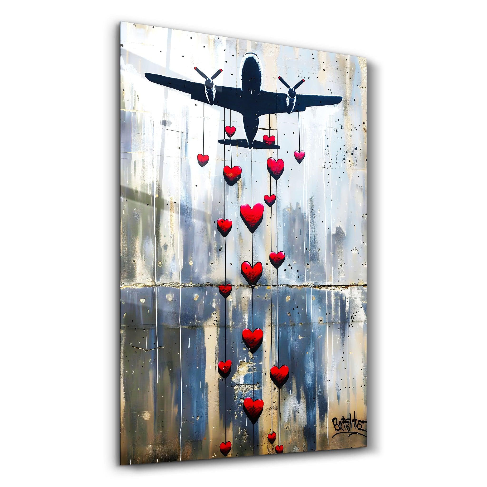 Banksy Love Wall Hearts Portrait – Graffiti Canvas Wall Art Print, Street Artwork, Multiple Sizes