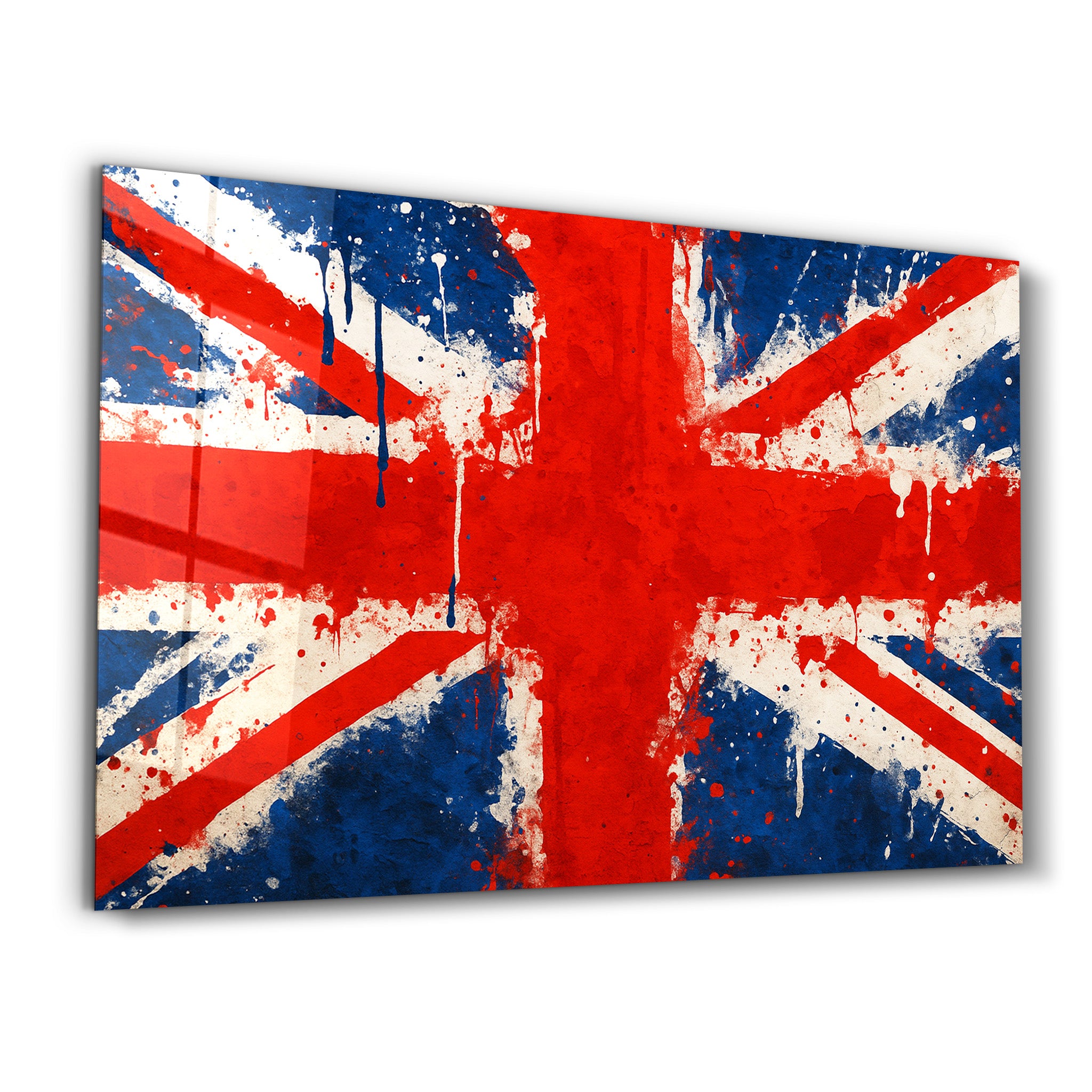 UK Flag Splash Glass Wall Art | ArtDesigna – Artdesigna
