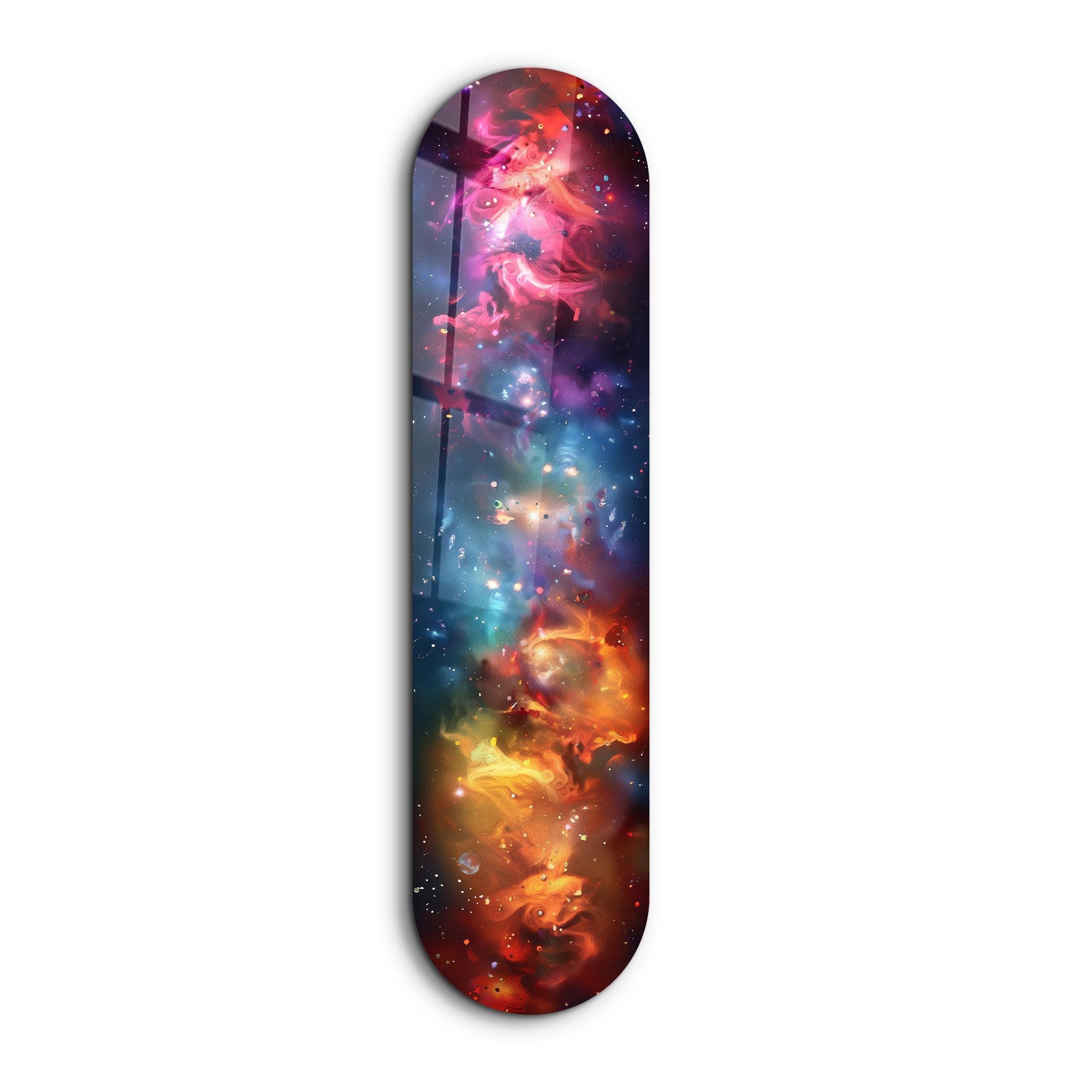 Colorful Space V1 Skateboard Glass Wall Art | ArtDesigna – Artdesigna