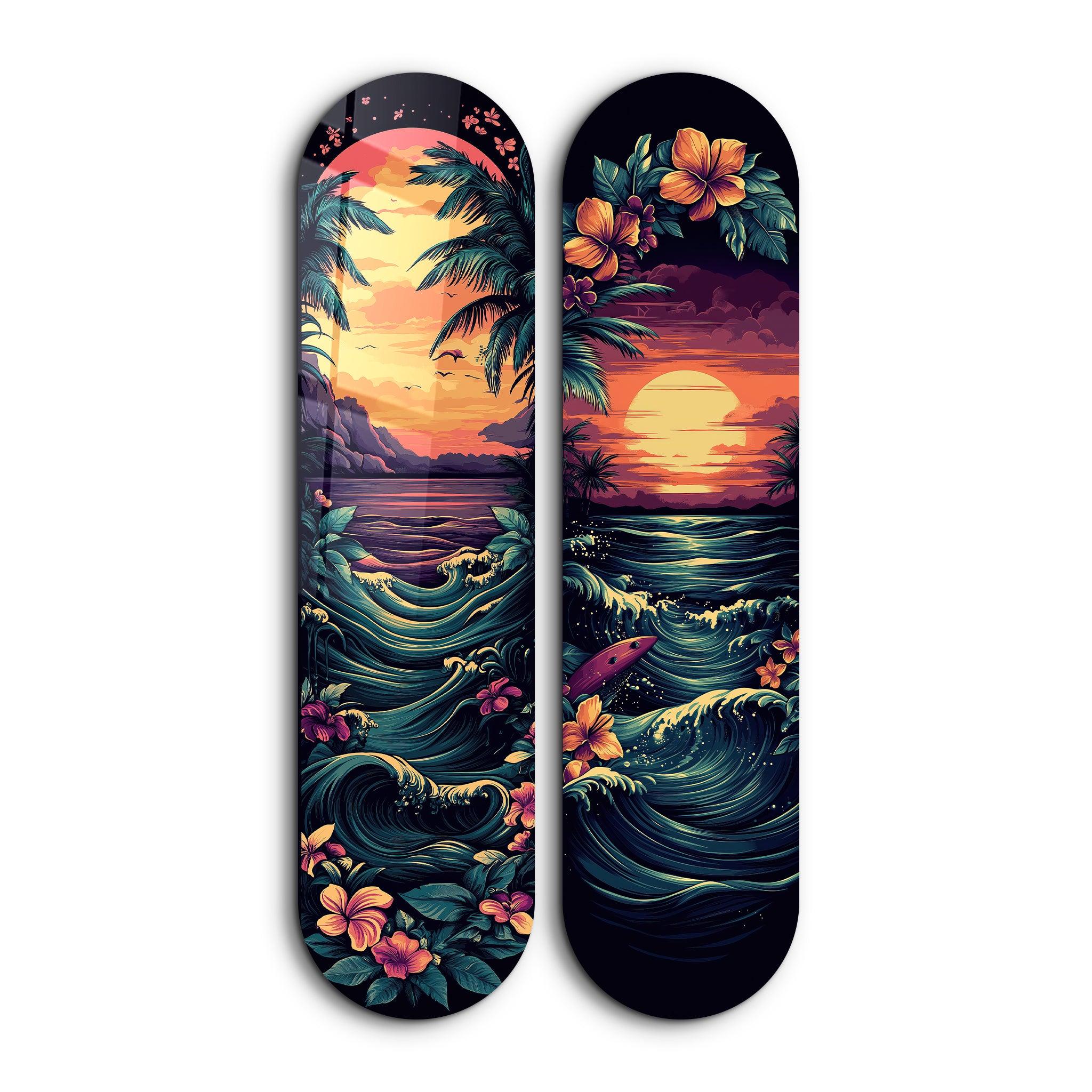 Vivid Seascape Skateboard Skateboard Glass Wall Art | ArtDesigna
