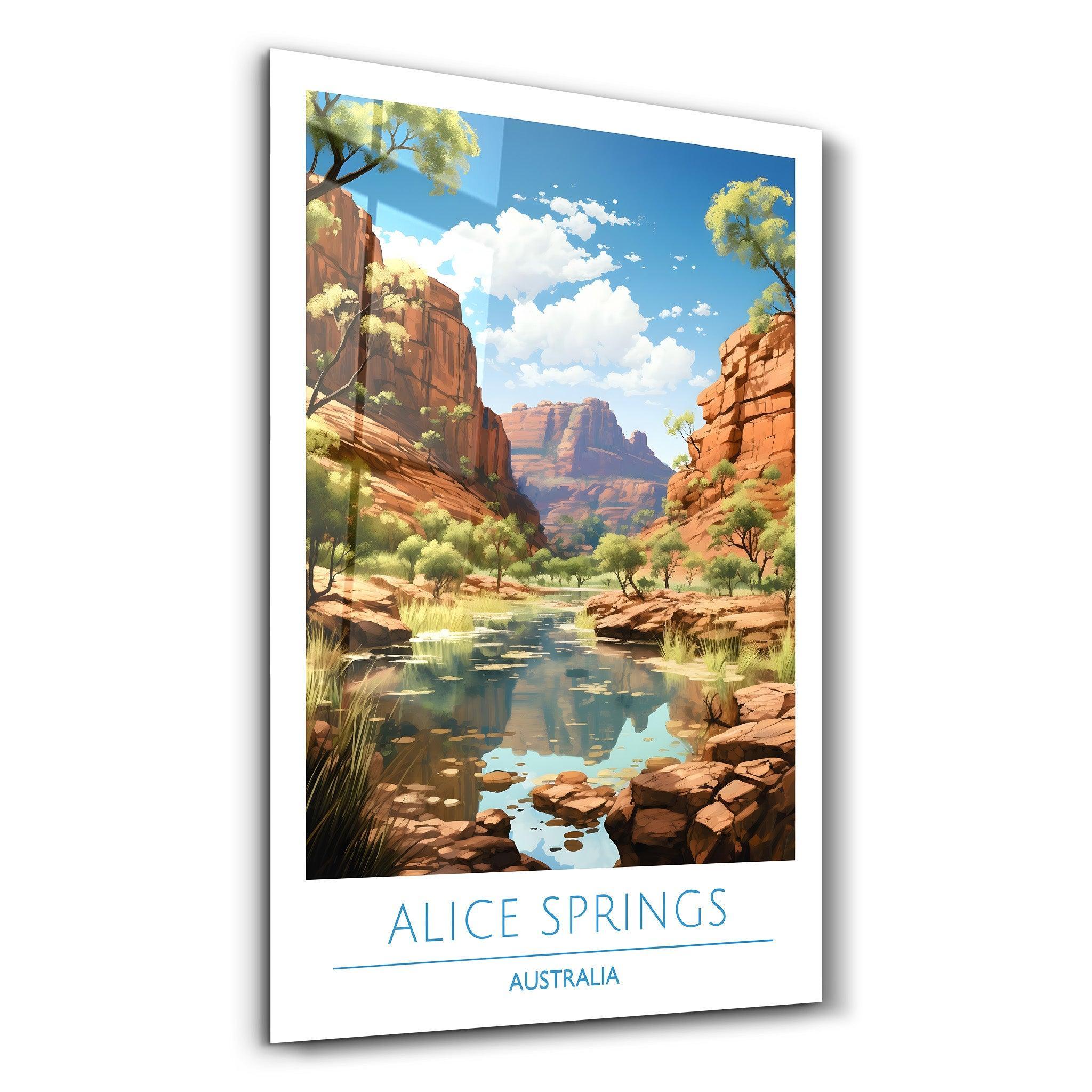 Alice Springs Australia-Travel Posters Glass Wall Art | ArtDesigna