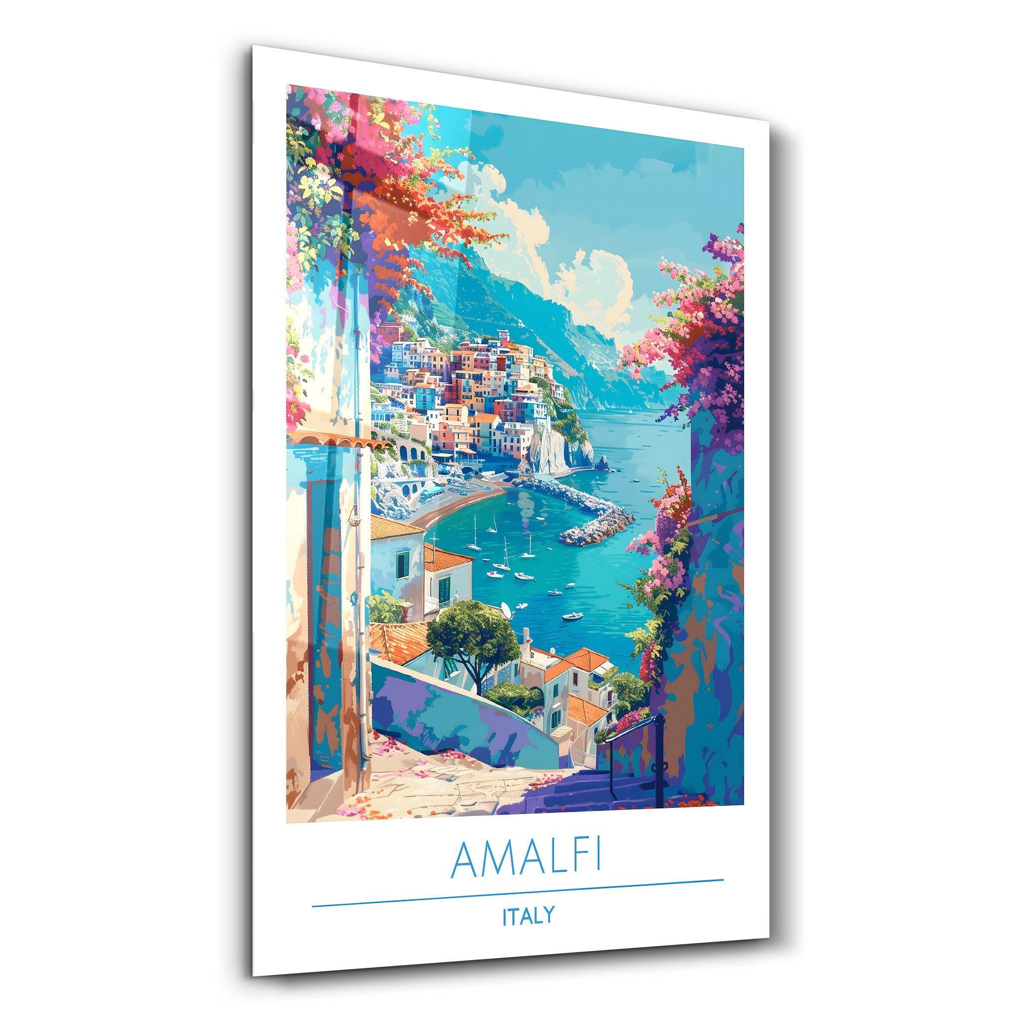 Amalfi Italy-Travel Posters Glass Wall Art | ArtDesigna – Artdesigna