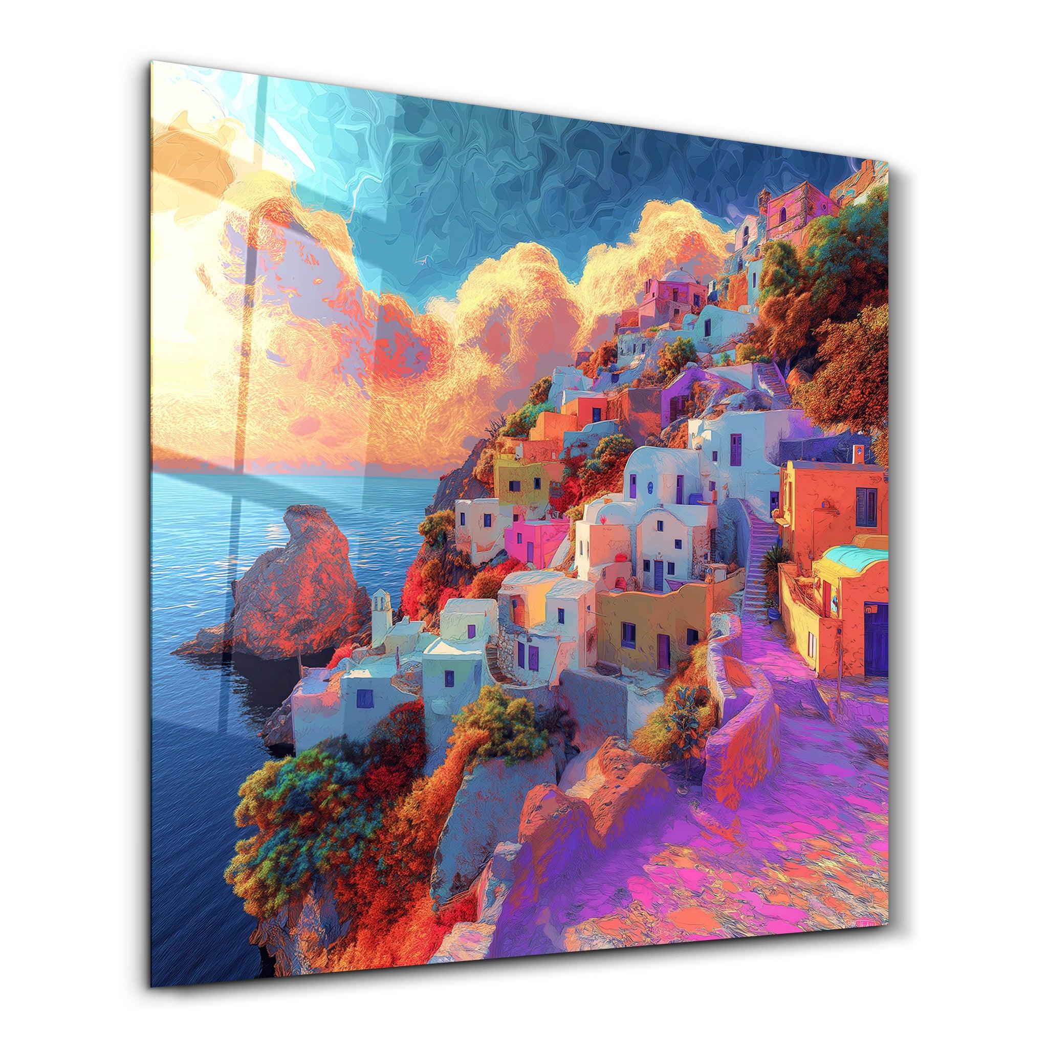 Mediterranean Island | Glass Wall Art – Artdesigna