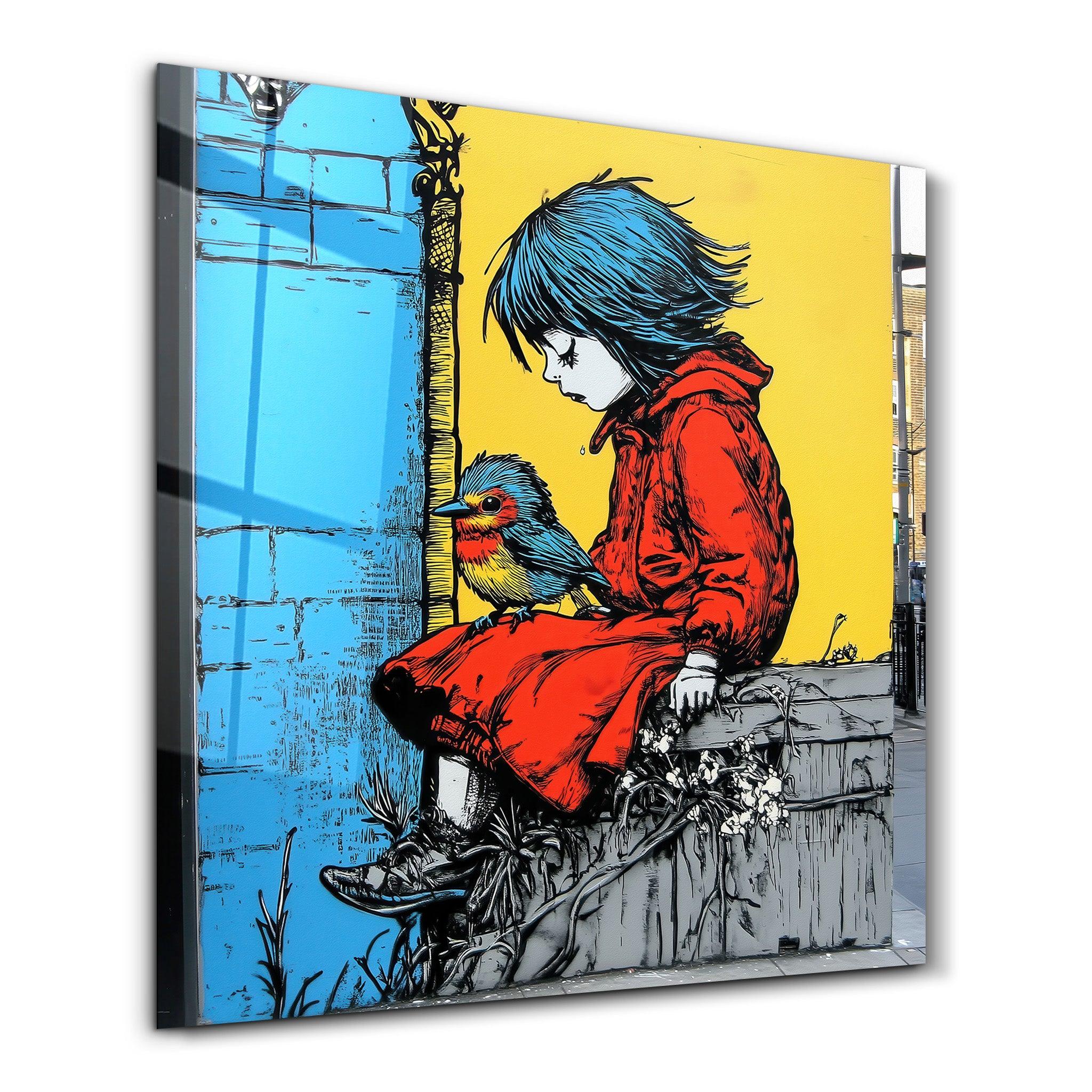 Young Girl in a Red Coat Glass Wall Art | ArtDesigna – Artdesigna