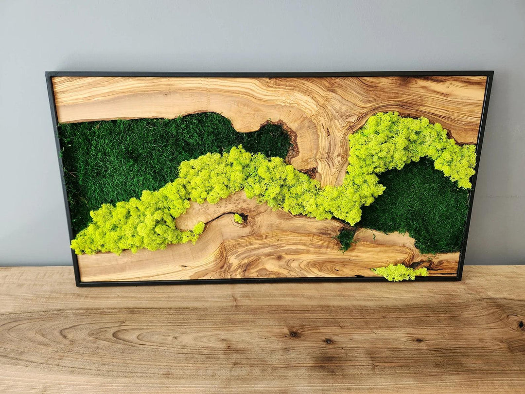 Custom Made Moss and Olive Wood Wall Art Rectangular | Premium Handmade Wall Sculptures - ArtDesigna Glass Printing Wall Art