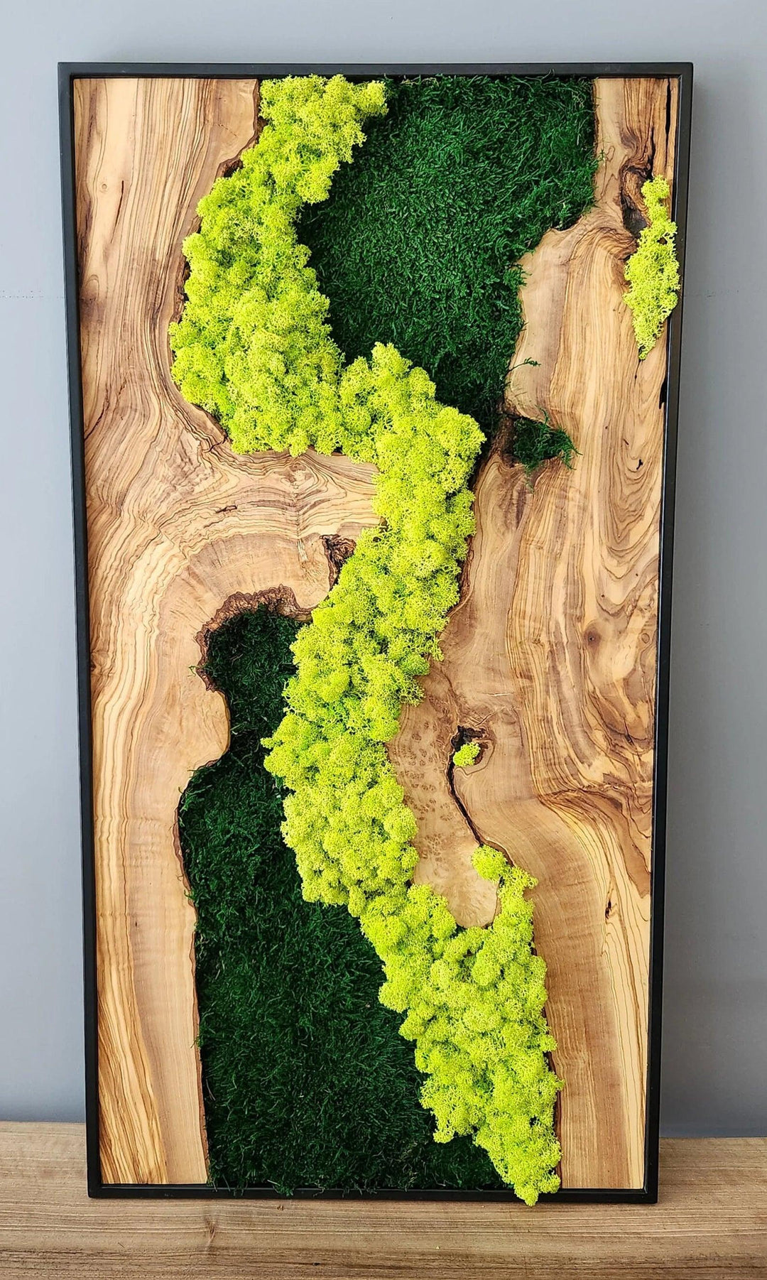 Custom Made Moss and Olive Wood Wall Art Rectangular | Premium Handmade Wall Sculptures - ArtDesigna Glass Printing Wall Art