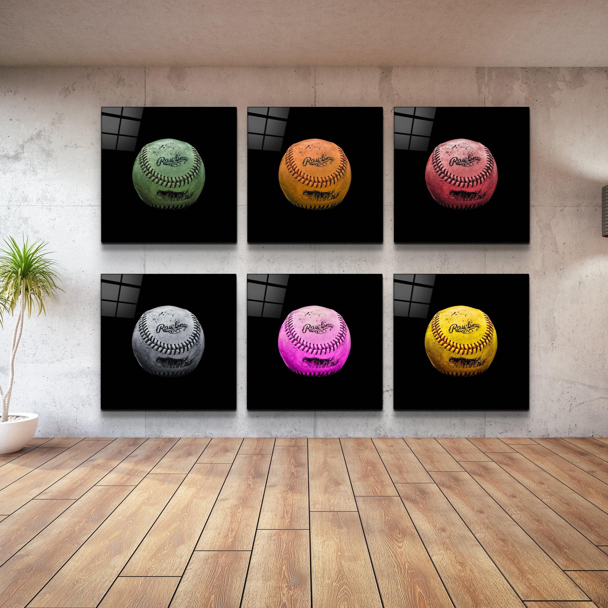 Artdesigna - Glass Wall Art - 16 x 16 - Colored Yarn Balls