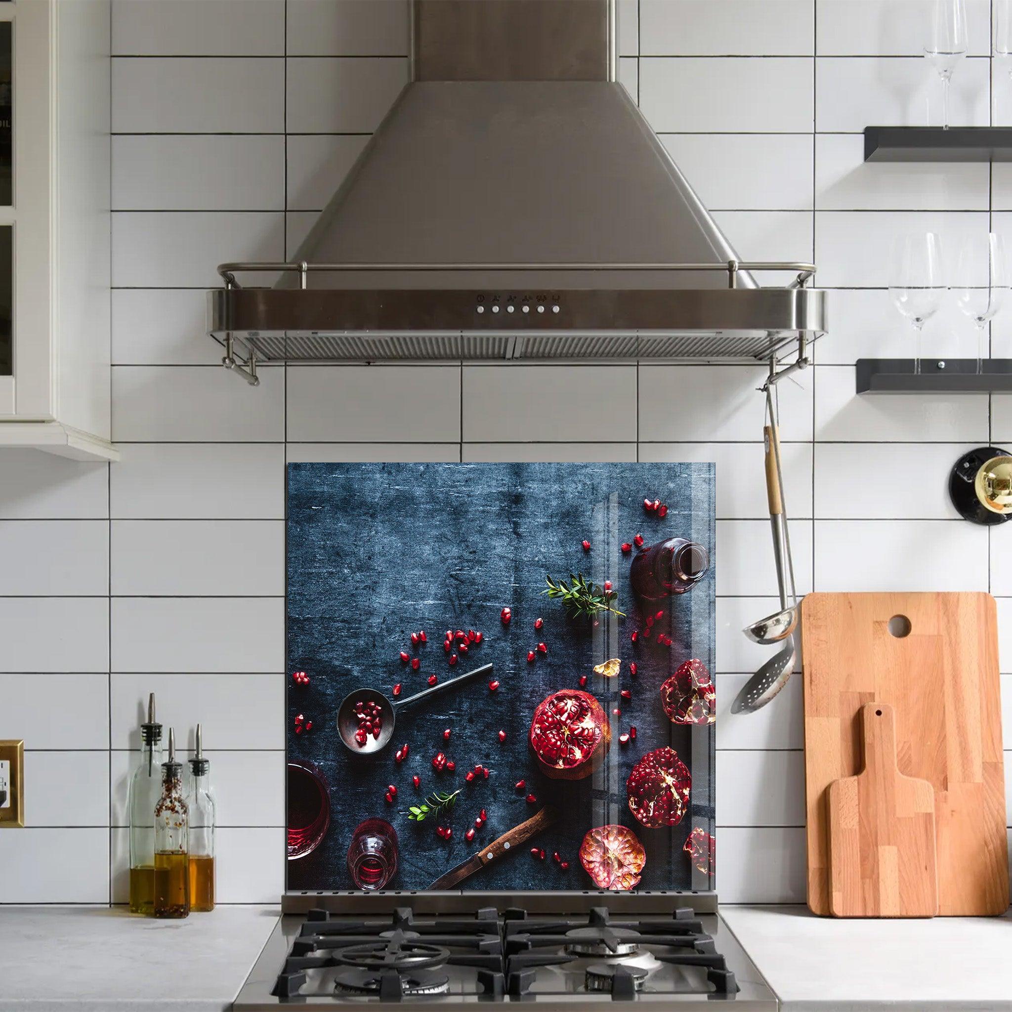 Pomegranates | Glass Printed Backsplash for your Kitchen - ArtDesigna Glass Printing Wall Art