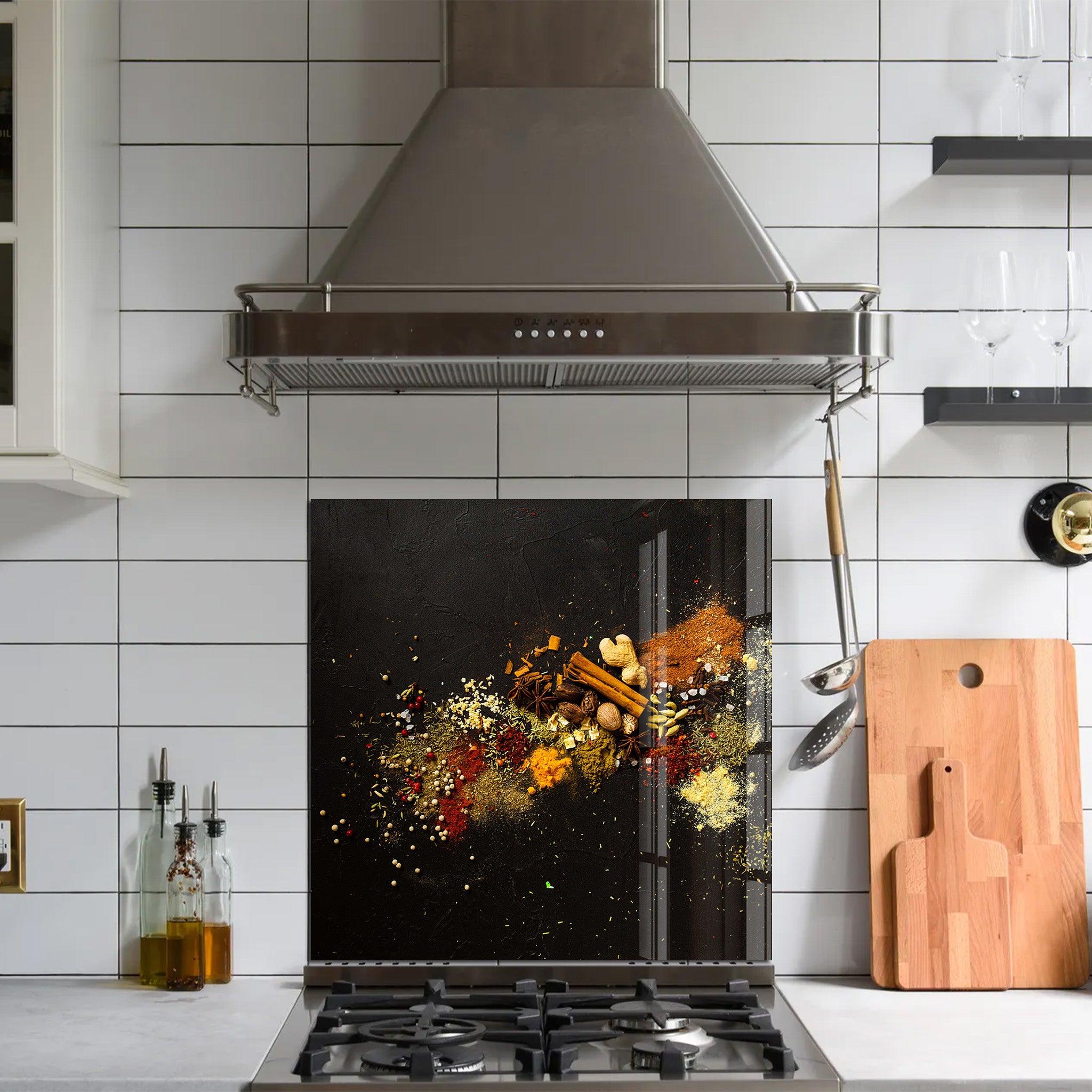 Fresh Spices | Glass Printed Backsplash for your Kitchen - ArtDesigna Glass Printing Wall Art