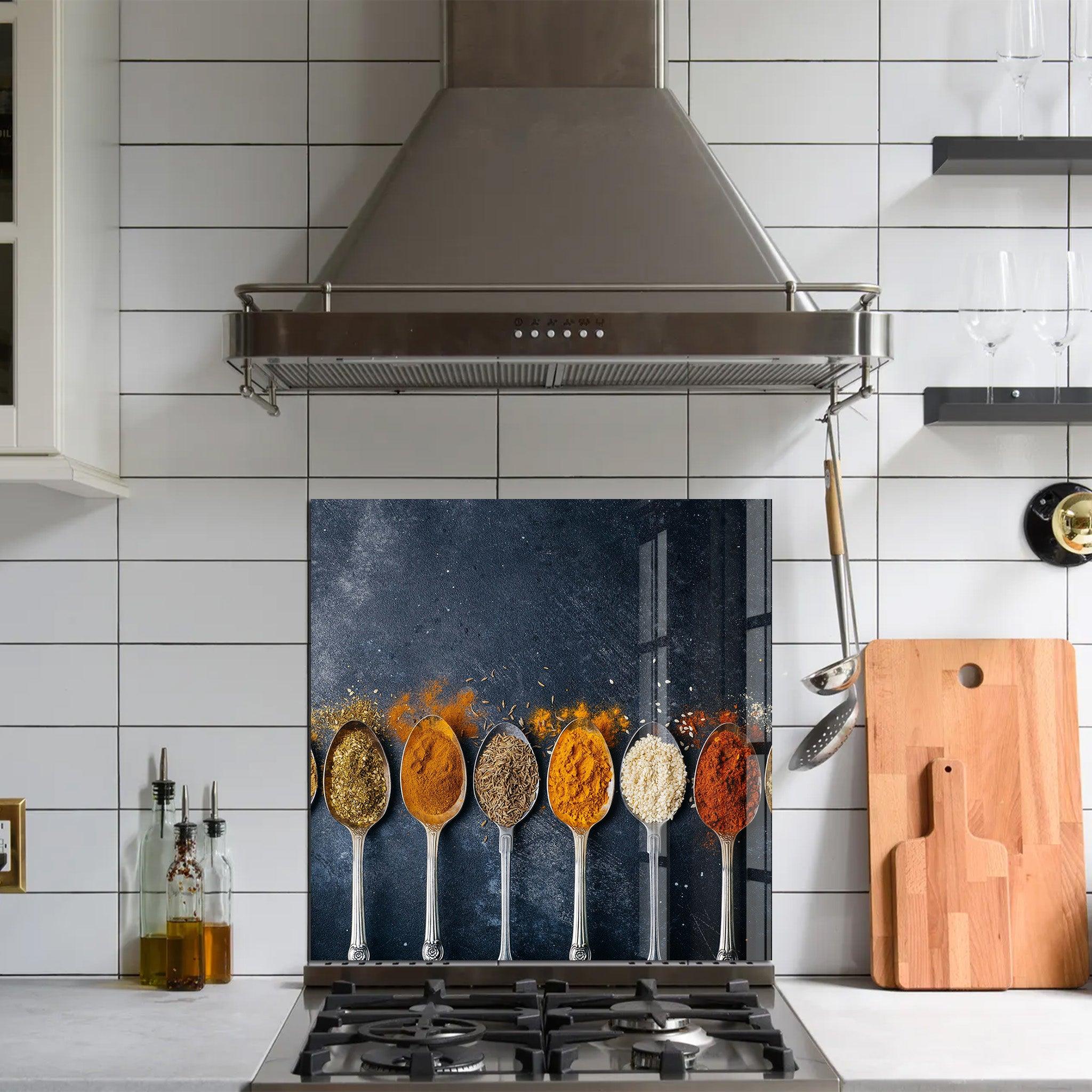 Indian Spices | Glass Printed Backsplash for your Kitchen - ArtDesigna Glass Printing Wall Art