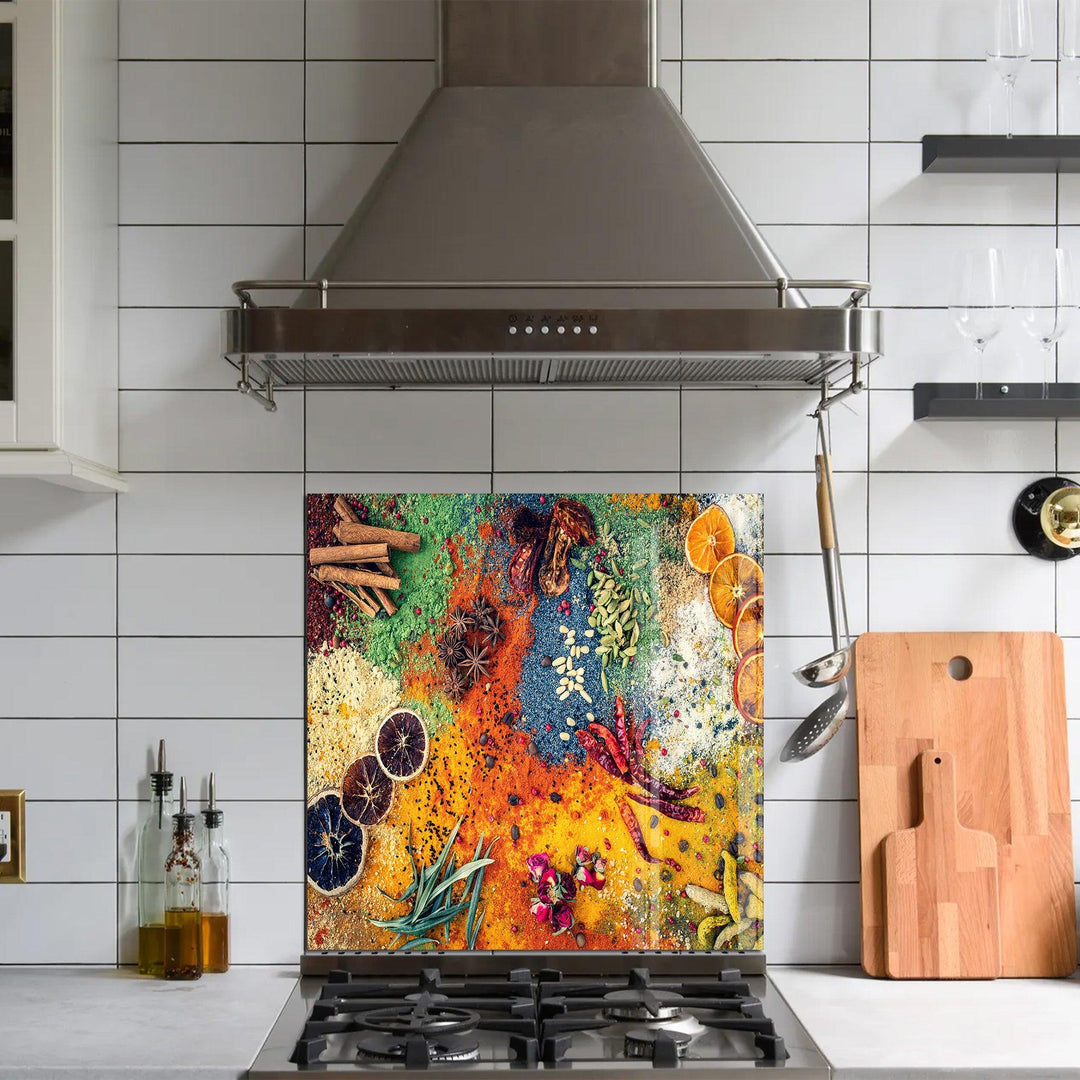 Rainbow Spices | Glass Printed Backsplash for your Kitchen