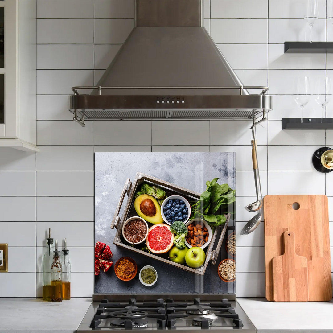 Fresh Fruits and Spices | Glass Printed Backsplash for your Kitchen