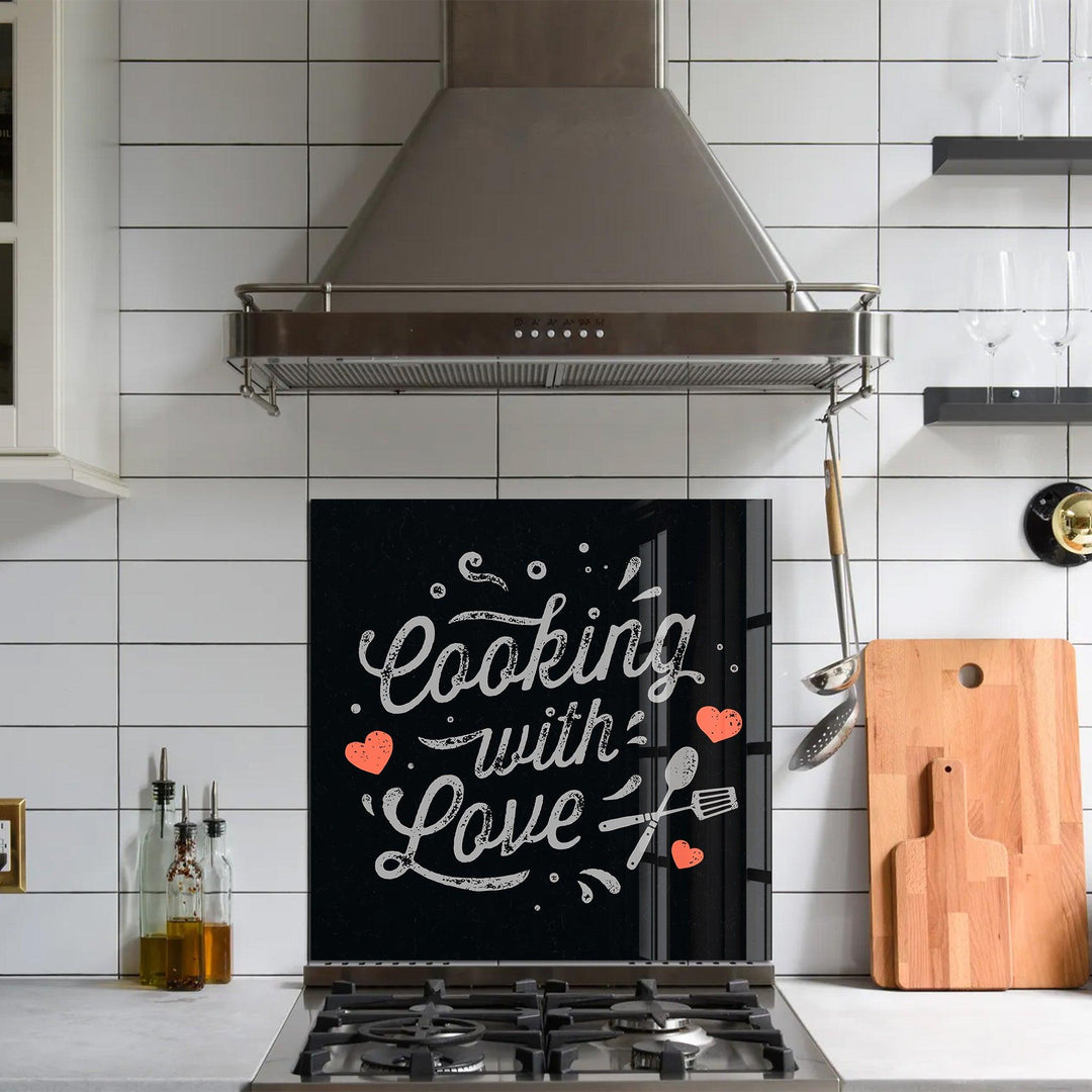 Cooking With Love V2 | Glass Printed Backsplash for your Kitchen