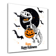 Dino Happy Halloween | Halloween Style Glass Wall Art