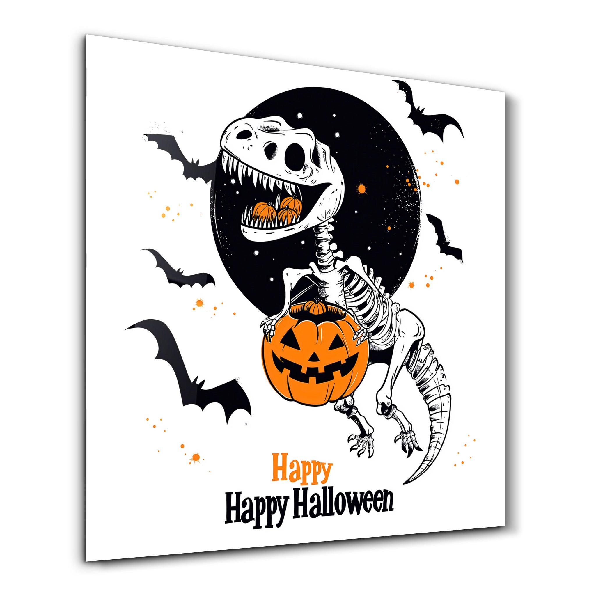 Dino Happy Halloween | Halloween Style Glass Wall Art