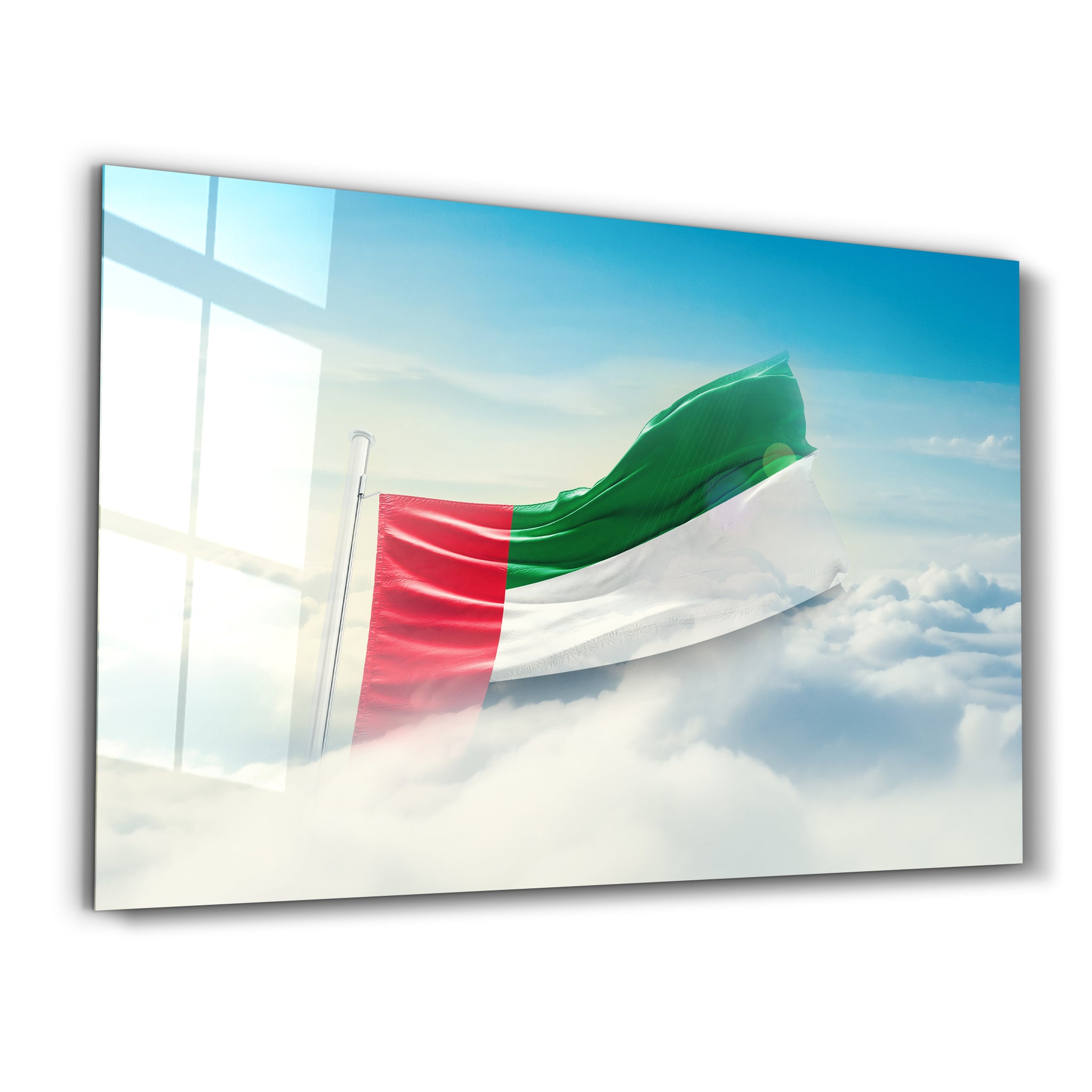 UAE Flag - علم الإمارات العربية المتحدة | Glass Wall Art - جدار زجاجي