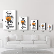 Skeleton Holding a Jack-O'-Lantern | Halloween Glass Wall Art