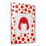 Yayoi Kusama Rote Perücke Japanische Pop Art – Glasbild