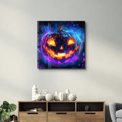 Neon Pumpkin | Halloween Style Glass Wall Art