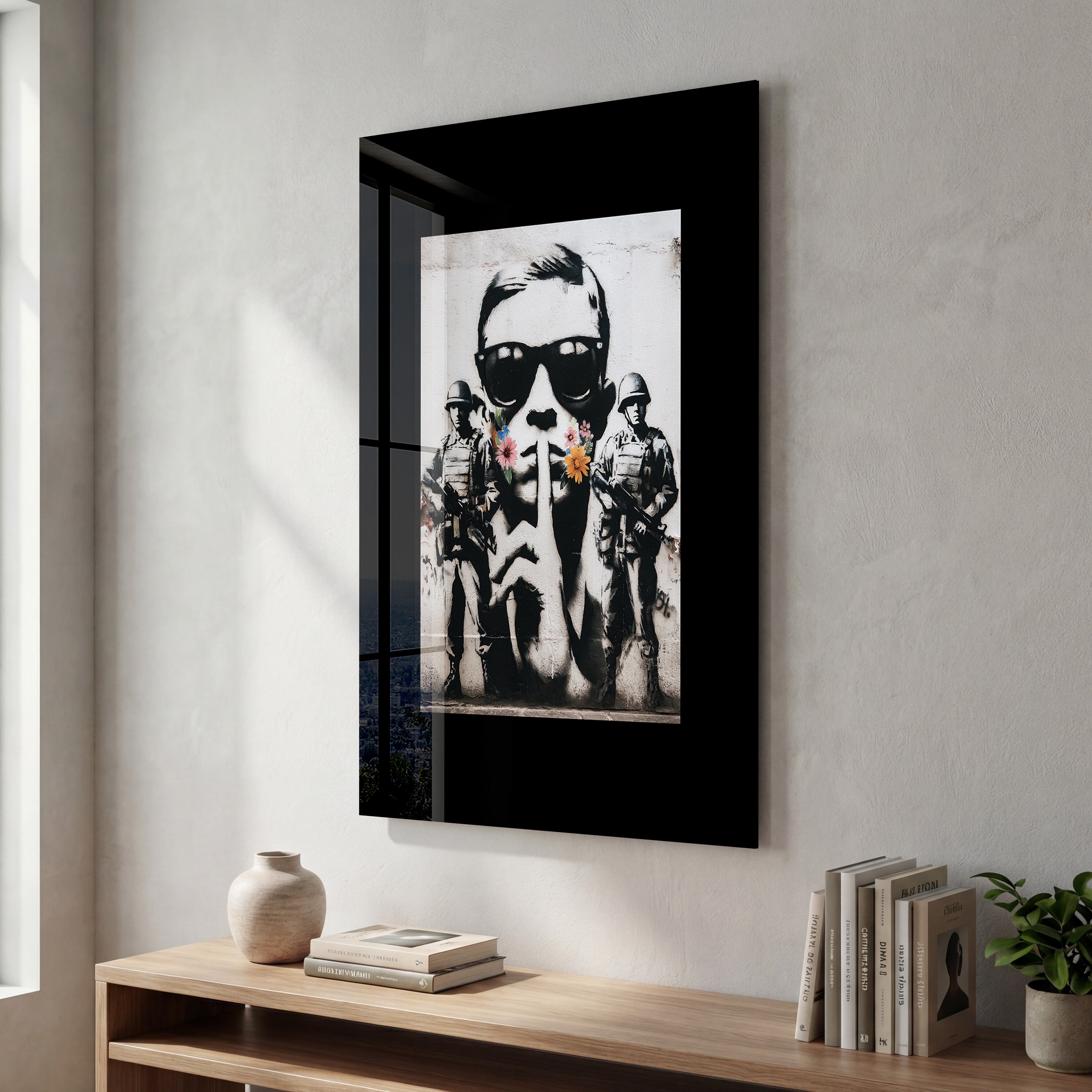 Silent Rebellion Urban Protest Street Art Glass Wall Art